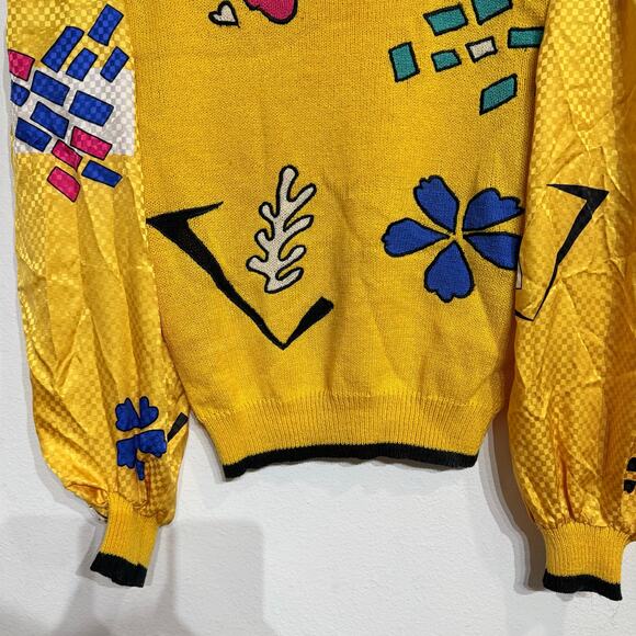 Saks Fifth Avenue Yellow Vintage Sweater Sz M - Picture 4 of 11